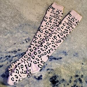 Assholes live forever Knee high pink cheetah socks